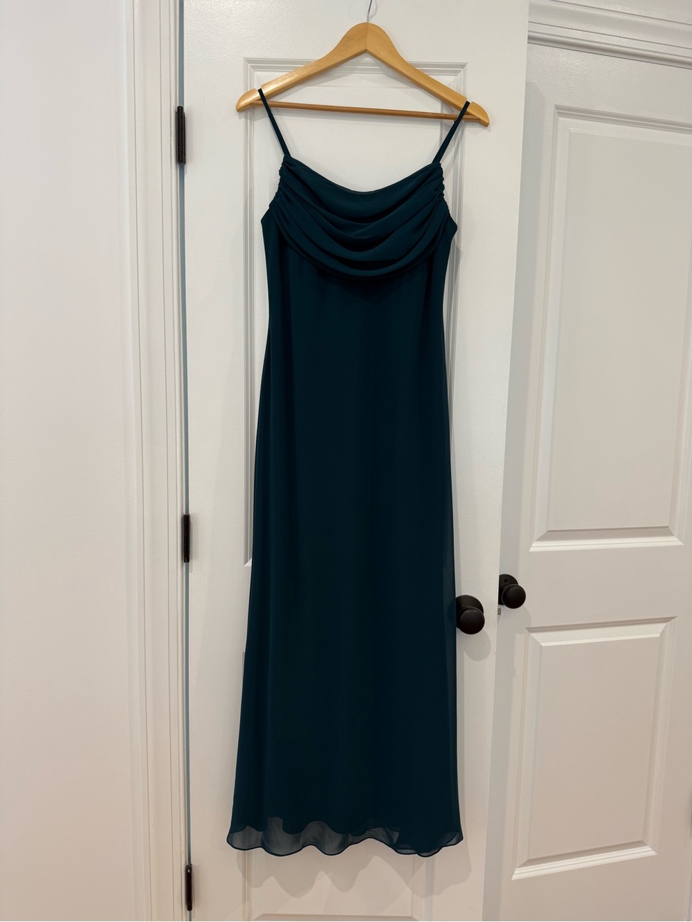 Lulu's Teal Cowl Neck Maxi Slip Dress